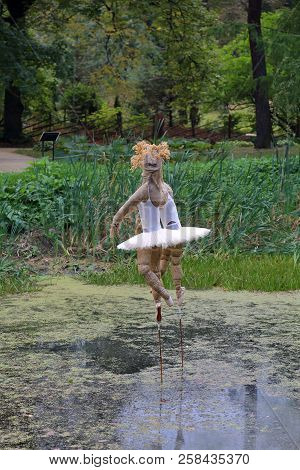 Ballerina Made Of Cloth Over The Water