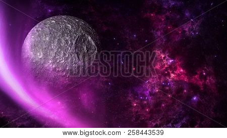 Planets and galaxy, cosmos,  physical cosmology, science fiction wallpaper. Beauty of deep space. Bi