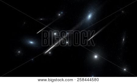 Planets and galaxy, cosmos,  physical cosmology, science fiction wallpaper. Beauty of deep space. Bi