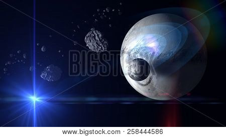 Planets and galaxy, cosmos,  physical cosmology, science fiction wallpaper. Beauty of deep space. Bi