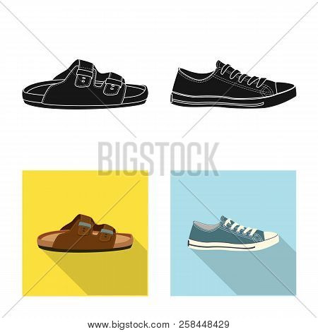 Vector Illustration Of Man And Foot Symbol. Set Of Man And Wear Stock Vector Illustration.