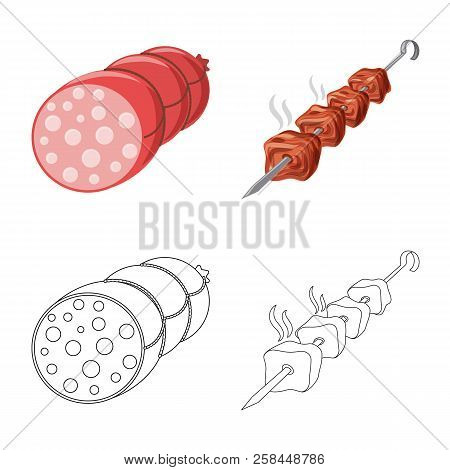 Vector Design Of Meat And Ham Sign. Set Of Meat And Cooking Stock Vector Illustration.