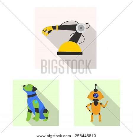 Vector Design Of Robot And Factory Symbol. Collection Of Robot And Space Stock Vector Illustration.