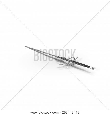 German Landsknecht Flamberge Sword On White. 3d Illustration