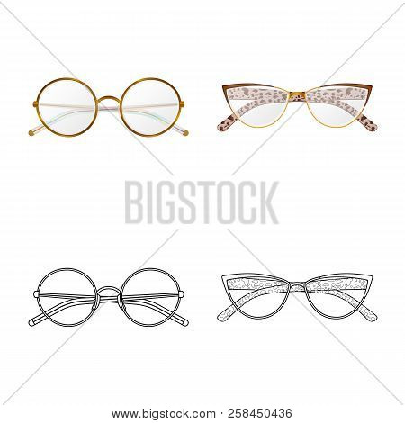 Vector Design Of Glasses And Frame Symbol. Set Of Glasses And Accessory Stock Vector Illustration.