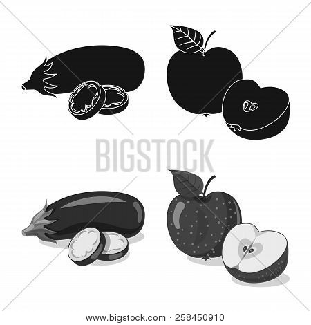 Vector Illustration Of Vegetable And Fruit Logo. Collection Of Vegetable And Vegetarian Vector Icon 