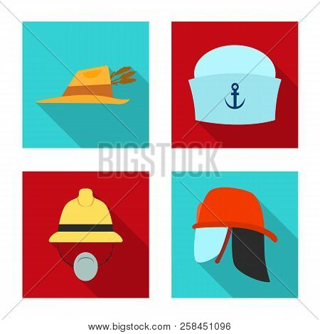 Isolated Object Of Headgear And Cap Icon. Collection Of Headgear And Accessory Vector Icon For Stock