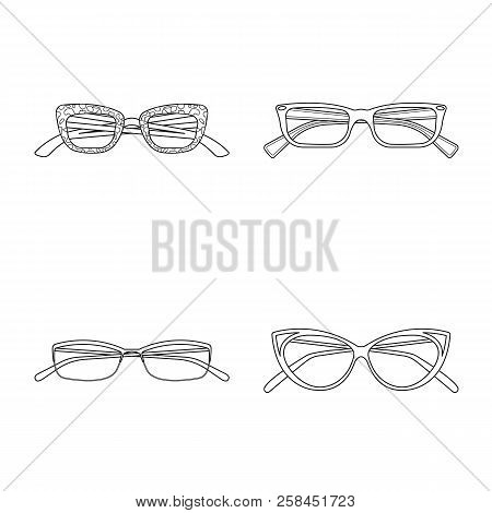 Vector Design Of Glasses And Frame Symbol. Collection Of Glasses And Accessory Vector Icon For Stock