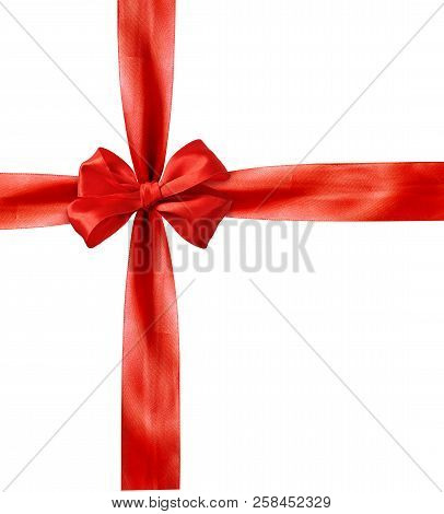 Rer Satin Bow And Large Ribbons Isolated On White Background