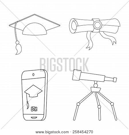 Vector Illustration Of Education And Learning Symbol. Set Of Education And School Vector Icon For St