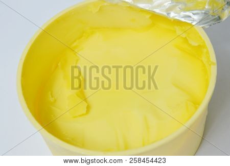 Margarine In Box Packaging On White Background