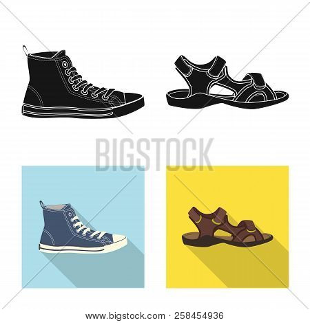 Vector Design Of Man And Foot Sign. Set Of Man And Wear Vector Icon For Stock.