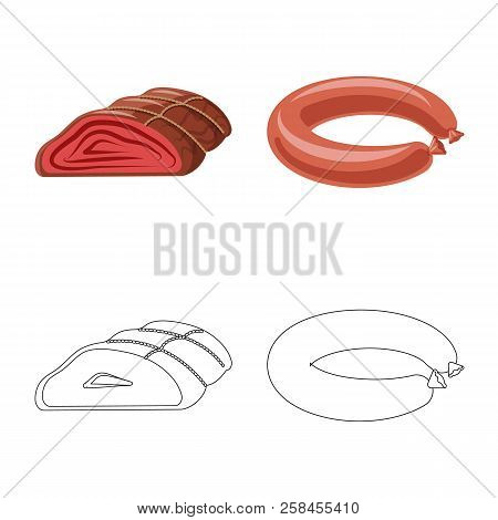 Vector Illustration Of Meat And Ham Logo. Set Of Meat And Cooking Stock Vector Illustration.