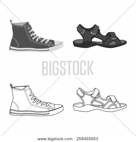 Vector Illustration Of Man And Foot Sign. Set Of Man And Wear Stock Vector Illustration.