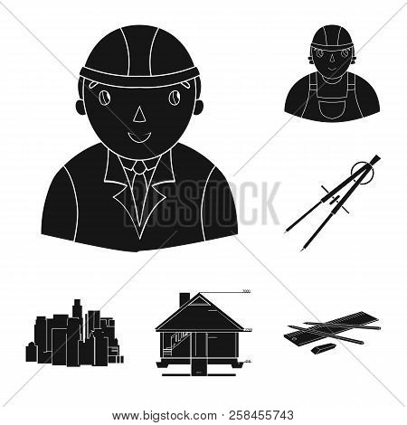 Architecture And Construction Black Icons In Set Collection For Design. Architect And Equipment Vect