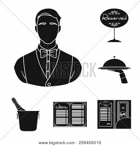 Restaurant And Bar Black Icons In Set Collection For Design. Pleasure, Food And Alcohol Vector Symbo
