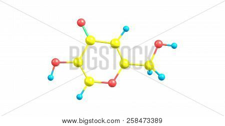 Kojic Acid Molecular Structure Isolated On White