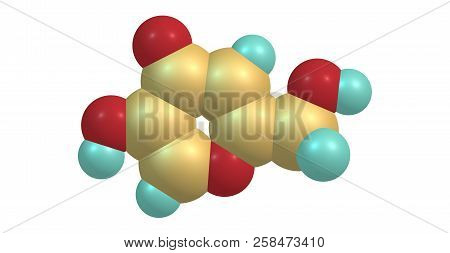 Kojic Acid Molecular Structure Isolated On White