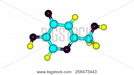 Kojic Acid Molecular Structure Isolated On White