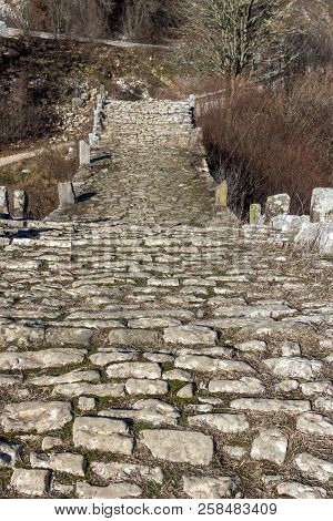 Landscape Of Ancient Bridge Of Missios In Vikos Gorge And Pindus Mountains, Zagori, Epirus, Greece