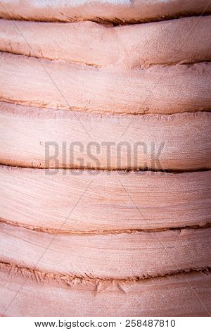 Close Up Of Unglazed Handmade Coiled Pottery Pot Made Of Red Clay. Teracota Vase. Pottery Basics.