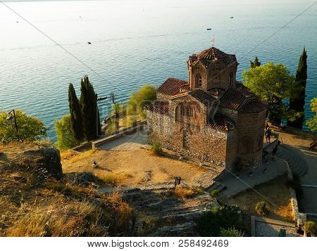Monastery Of St. John At Kaneo. Architure, Tourism And Religion Concept. Church Of St. John At Kaneo