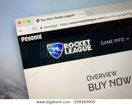 Amsterdam, The Netherlands - September 16, 2018: Website Of Rocketleague, A Vehicular Soccer Video G