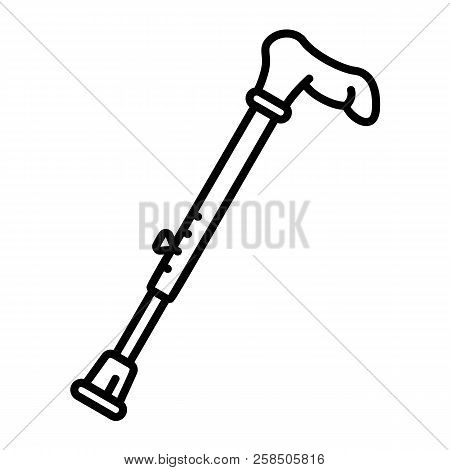 Walking Stick Icon. Outline Walking Stick Vector Icon For Web Design Isolated On White Background