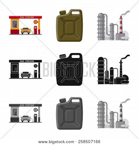 Vector Design Of Oil And Gas Symbol. Collection Of Oil And Petrol Stock Vector Illustration.