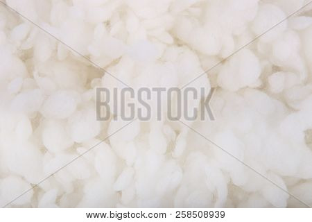 Abstract White Wadding Background. Cotton Wool Balls Texture Pattern.