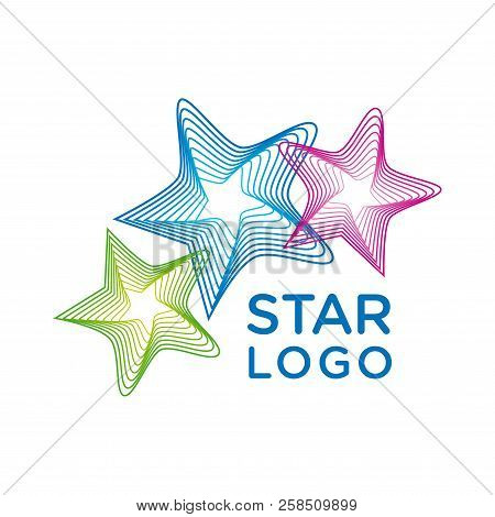 Vector Star Logo. Logo Design Template With 3 Colorful Stars On A White Background.