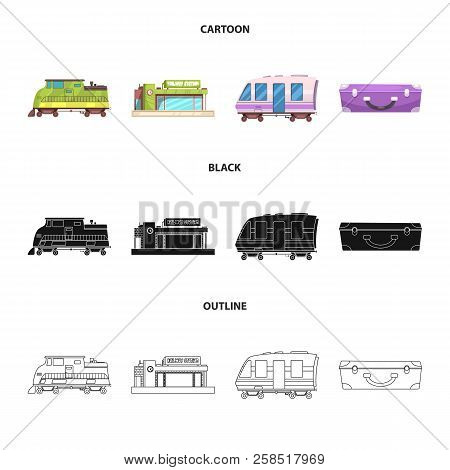 Isolated Object Of Train And Station Symbol. Set Of Train And Ticket Stock Vector Illustration.