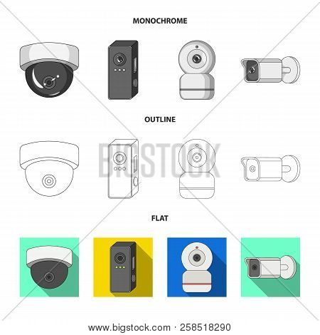 Vector Design Of Cctv And Camera Icon. Set Of Cctv And System Vector Icon For Stock.