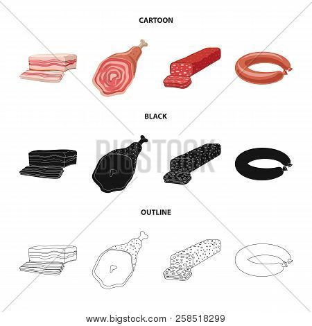 Vector Illustration Of Meat And Ham Symbol. Set Of Meat And Cooking Stock Vector Illustration.