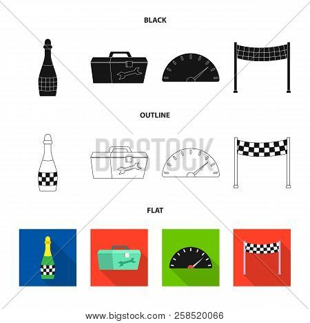 Vector Design Of Car And Rally Icon. Set Of Car And Race Stock Vector Illustration.