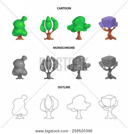 Vector Design Of Tree And Nature Icon. Set Of Tree And Crown Vector Icon For Stock.