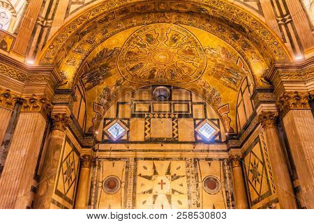 Florence, Italy - September 23, 2017 Lamb Of God Biblical Stories Mosaic Dome Bapistry Saint John Du
