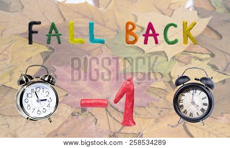 Daylight Saving Time. Wall Clock Going To Winter Time. Autumn Abstraction.