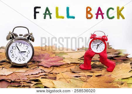 Daylight Saving Time. Wall Clock Going To Winter Time. Autumn Abstraction.