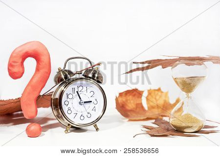 Daylight Saving Time. Wall Clock Going To Winter Time. Autumn Abstraction.