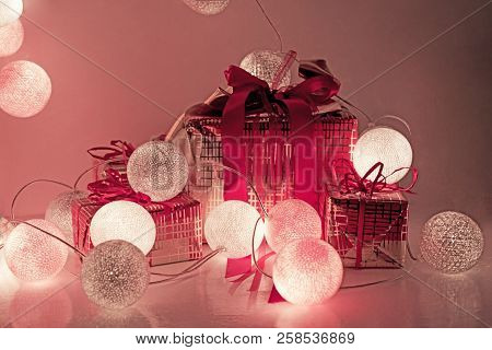 Round Electric Christmas Lights With Some Decor Elements.