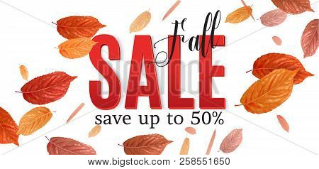 Fall Sale Banner With Brigt Falling Leaves