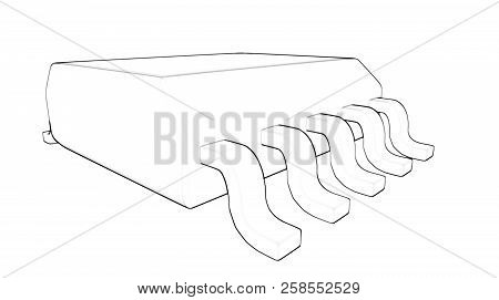 Electrionic Circuit Chip Package Ssop 3d Illustration Sketch Outline