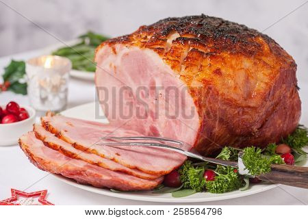 Christmas Smoked Roasted Glazed Holiday Pork Ham