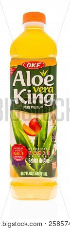Winneconne, Wi - 14 September 2018: A Bottle Of Okf Alow Vera King With Mango On An Isolated Backgro