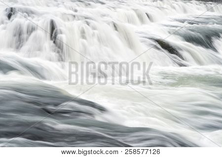 Gullfoss Is Bigger Waterfall Enters In Iceland Golden Circle. Waterfall Gullfoss In Iceland, Reykjav