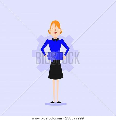 Girl With Puzzle Pieces Vector For Web
