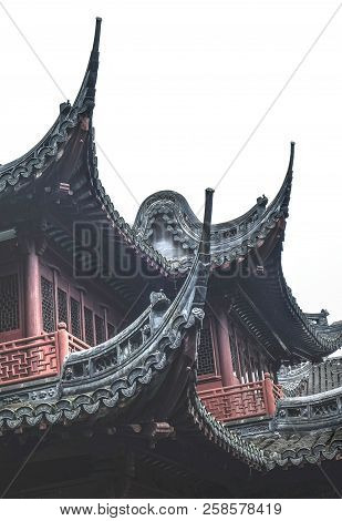 The Traditional Tile Roof At The Old Chinese House, Orient Style, Tile Roof It Chinese Style