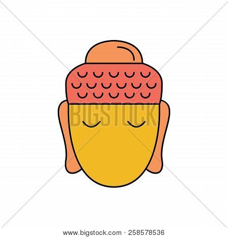 Buddha Head Icon. Cartoon Buddha Head Vector Icon For Web Design Isolated On White Background