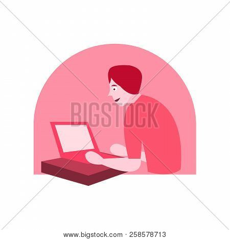 Man Working On Computer Vector For Web
